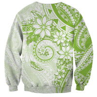 Polynesian Pattern With Plumeria Flowers Sweatshirt Lime Green
