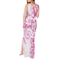 Polynesian Pattern With Plumeria Flowers Tank Maxi Dress Pink