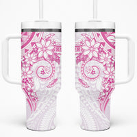 Pink Polynesian Pattern With Plumeria Flowers Tumbler With Handle LT05 One Size: 40 oz Pink - Polynesian Pride