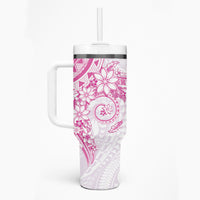 Pink Polynesian Pattern With Plumeria Flowers Tumbler With Handle LT05 - Polynesian Pride