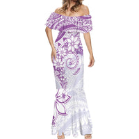 Polynesian Pattern With Plumeria Flowers Mermaid Dress Purple