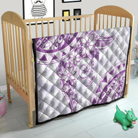 Polynesian Pattern With Plumeria Flowers Quilt Purple