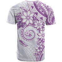 Polynesian Pattern With Plumeria Flowers T Shirt Purple