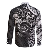 Polynesian Pattern With Plumeria Flowers Family Matching Tank Maxi Dress and Hawaiian Shirt Black
