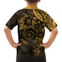 Polynesian Sunset Plumeria Family Matching Long Sleeve Bodycon Dress and Hawaiian Shirt Gold Polynesian Tattoo