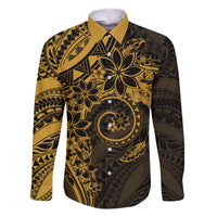 Polynesian Sunset Plumeria Family Matching Short Sleeve Bodycon Dress and Hawaiian Shirt Gold Polynesian Tattoo LT05 Dad's Shirt - Long Sleeve Gold - Polynesian Pride