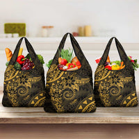 Polynesian Sunset Plumeria Grocery Bag Gold Polynesian Tattoo