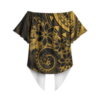 Polynesian Sunset Plumeria Off Shoulder Wrap Waist Top Gold Polynesian Tattoo LT05 - Polynesian Pride
