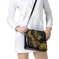 Polynesian Sunset Plumeria Shoulder Handbag Gold Polynesian Tattoo
