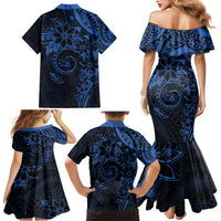 Polynesian Sunset Plumeria Family Matching Mermaid Dress and Hawaiian Shirt Navy Polynesian Tattoo LT05 - Polynesian Pride