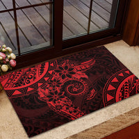 Polynesian Sunset Plumeria Rubber Doormat Red Polynesian Tattoo
