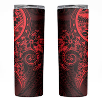 Red Polynesian Pattern With Plumeria Flowers Skinny Tumbler