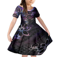 Polynesian Sunset Plumeria Family Matching Mermaid Dress and Hawaiian Shirt Galaxy Polynesian Tattoo LT05 Daughter's Dress Galaxy - Polynesian Pride