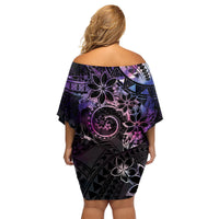 Polynesian Sunset Plumeria Family Matching Off Shoulder Short Dress and Hawaiian Shirt Galaxy Polynesian Tattoo LT05 - Polynesian Pride