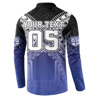 Custom Fiji Drua Button Sweatshirt Fijian Tapa Pattern