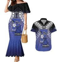 Custom Fiji Drua Couples Matching Mermaid Dress and Hawaiian Shirt Fijian Tapa Pattern