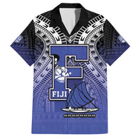 Custom Fiji Drua Family Matching Short Sleeve Bodycon Dress and Hawaiian Shirt Fijian Tapa Pattern LT05 Dad's Shirt - Short Sleeve Blue - Polynesian Pride