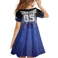 Custom Fiji Drua Kid Short Sleeve Dress Fijian Tapa Pattern