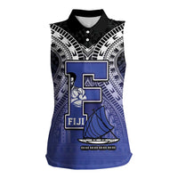 Custom Fiji Drua Women Sleeveless Polo Shirt Fijian Tapa Pattern