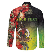 Aboriginal Dot Art Vanuatu Personalised Family Matching Mermaid Dress and Hawaiian Shirt Tropical Flowers LT05 - Polynesian Pride