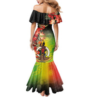 Aboriginal Dot Art Vanuatu Personalised Family Matching Mermaid Dress and Hawaiian Shirt Tropical Flowers LT05 - Polynesian Pride