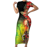 Aboriginal Dot Art Vanuatu Personalised Family Matching Short Sleeve Bodycon Dress and Hawaiian Shirt Tropical Flowers LT05 Mom's Dress Reggae - Polynesian Pride