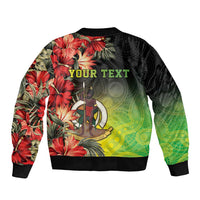 Aboriginal Dot Art Vanuatu Personalised Sleeve Zip Bomber Jacket Tropical Flowers