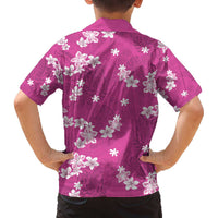 Hawaii Monstera Deliciosa Family Matching Off The Shoulder Long Sleeve Dress and Hawaiian Shirt Pink Plumeria Polynesian Pattern LT05 - Polynesian Pride