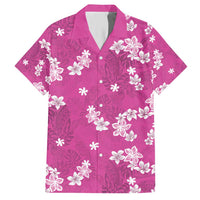 Hawaii Monstera Deliciosa Family Matching Short Sleeve Bodycon Dress and Hawaiian Shirt Pink Plumeria Polynesian Pattern LT05 Dad's Shirt - Short Sleeve Pink - Polynesian Pride