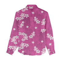 Hawaii Monstera Deliciosa Women Casual Shirt Pink Plumeria Polynesian Pattern - Polynesian Pride