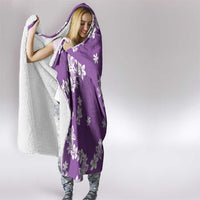 Hawaii Monstera Deliciosa Hooded Blanket Purple Plumeria Polynesian Pattern - Polynesian Pride