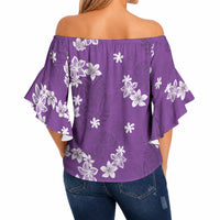 Hawaii Monstera Deliciosa Off Shoulder Wrap Waist Top Purple Plumeria Polynesian Pattern LT05 - Polynesian Pride
