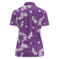 Hawaii Monstera Deliciosa Women Polo Shirt Purple Plumeria Polynesian Pattern LT05 - Polynesian Pride