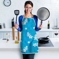 Hawaii Monstera Deliciosa Apron Blue Plumeria Polynesian Pattern - Polynesian Pride