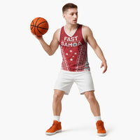 Samoa FAST Basketball Jersey Forever Proud Samoan Tribal Pattern - Polynesian Pride