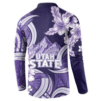 Utah State Polynesian Heritage Button Sweatshirt Floral Tribal Pattern Tropical Flowers LT05 - Polynesian Pride