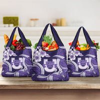 Utah State Polynesian Heritage Grocery Bag Floral Tribal Pattern Tropical Flowers LT05 3-pack One Size Purple - Polynesian Pride
