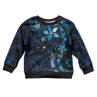 Hawaii Makahiki Season Kid Ugly Christmas Sweater Floral Tribal Tattoo Blue Galaxy