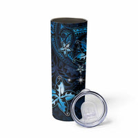 Hawaii Makahiki Season Skinny Tumbler Floral Tribal Tattoo Blue Galaxy LT05 - Polynesian Pride