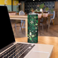 Hawaii Makahiki Season Skinny Tumbler Floral Tribal Tattoo Green Galaxy LT05 - Polynesian Pride