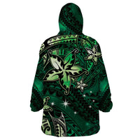 Hawaii Makahiki Season Wearable Blanket Hoodie Floral Tribal Tattoo Green Galaxy LT05 - Polynesian Pride