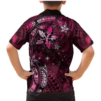 Hawaii Makahiki Season Family Matching Mermaid Dress and Hawaiian Shirt Floral Tribal Tattoo Pink Galaxy LT05 - Polynesian Pride