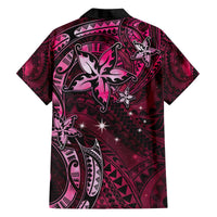 Hawaii Makahiki Season Family Matching Off The Shoulder Long Sleeve Dress and Hawaiian Shirt Floral Tribal Tattoo Pink Galaxy LT05 - Polynesian Pride