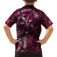 Hawaii Makahiki Season Family Matching Tank Maxi Dress and Hawaiian Shirt Floral Tribal Tattoo Pink Galaxy LT05 - Polynesian Pride