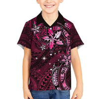 Hawaii Makahiki Season Kid Hawaiian Shirt Floral Tribal Tattoo Pink Galaxy