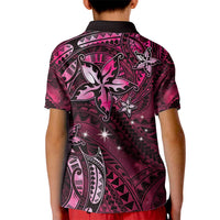 Hawaii Makahiki Season Kid Polo Shirt Floral Tribal Tattoo Pink Galaxy