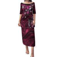 Hawaii Makahiki Season Puletasi Floral Tribal Tattoo Pink Galaxy