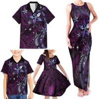 Hawaii Makahiki Season Family Matching Tank Maxi Dress and Hawaiian Shirt Floral Tribal Tattoo Purple Galaxy LT05 - Polynesian Pride