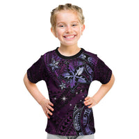 Hawaii Makahiki Season Kid T Shirt Floral Tribal Tattoo Purple Galaxy