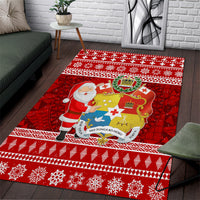 Tonga Christmas Area Rug Kilisimasi Fiefia Santas Coat Of Arms LT05 Red - Polynesian Pride